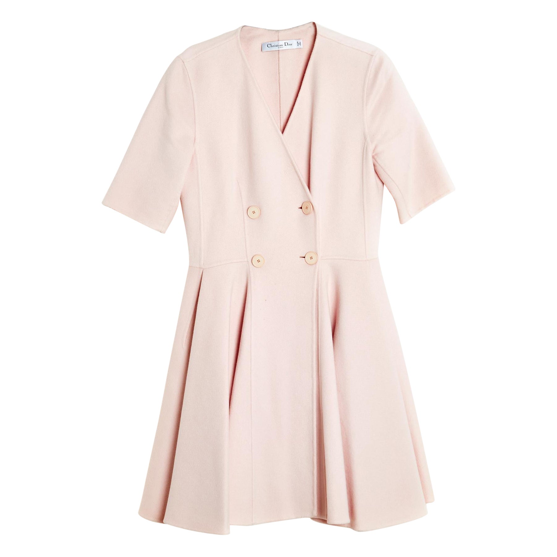 Resort 2016 Dior Light Pink Cashmere Flared Dress For Sale