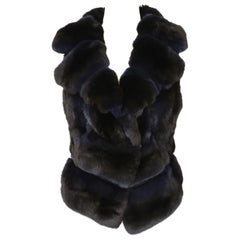 J. MENDEL blue & black Chinchilla fur vest