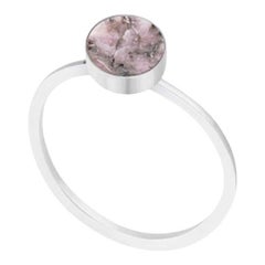 Ring with natural stone of pink colour sterling silver size 8