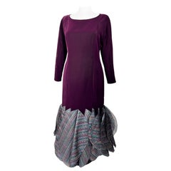 A burgundy velvet & lamé evening gown by Pierre Cardin Haute Couture Circa 1980