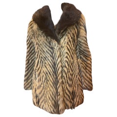 Vintage 1980s Raccoon Fur Jacket With Dyed Fur Stripes 