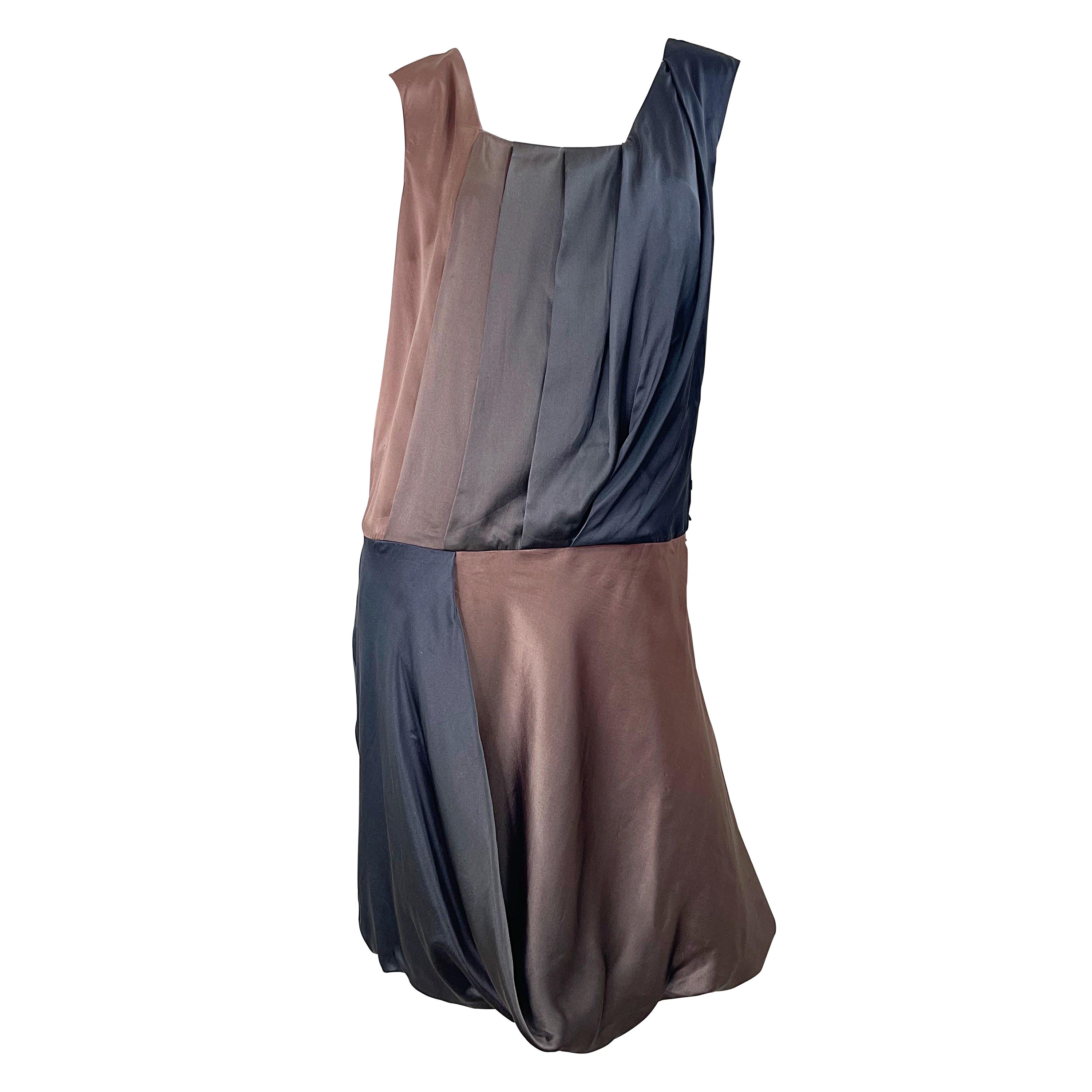 Ports 1961 Automne 2012 Taille 12 Brown Taupe Gray Ombré Flapper Style Silk Dress en vente