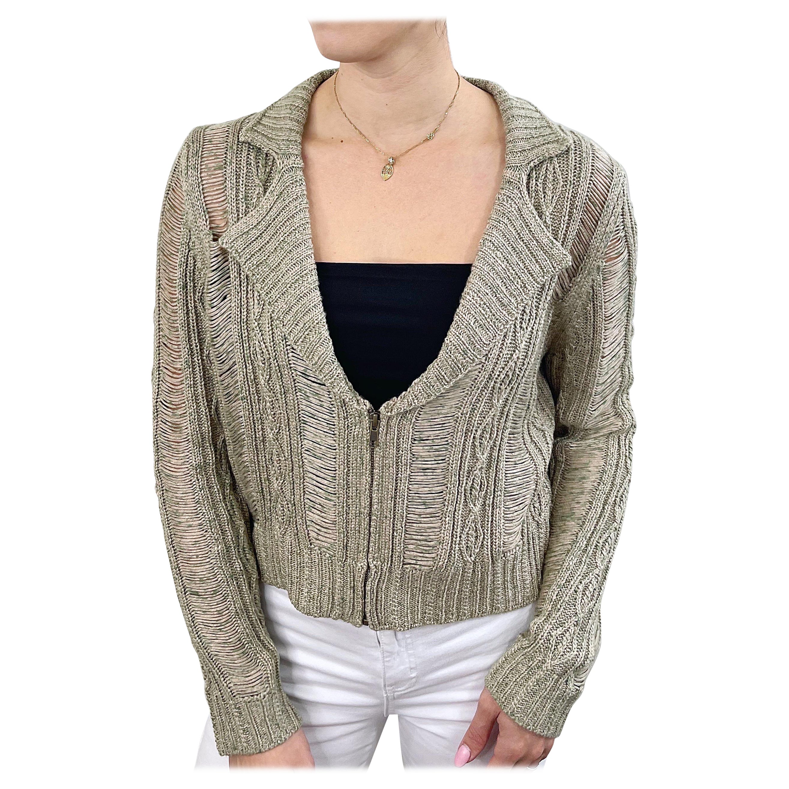 Chaqueta acrílica recortada verde caqui Rodarte for Opening Ceremony talla grande en venta
