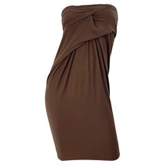 Donna Karan Colletion Y2K Chocolate Brown Strapless Rayon Spandex Vintage Dress