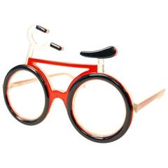 1980s Anglo American Eyewear "Red Bicycle" Acrylic Eyeglasses England