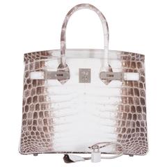 Hermes Birkin 30CM Matte White Himalayan Crocodile Palladium Ultra Rare