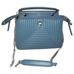 Fendi Dotcom Click Small Quilted Light Blue Crossbody Handbag