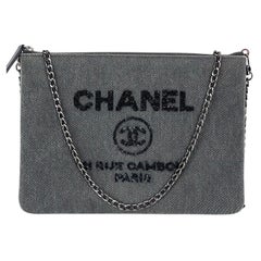 Chanel Deauville Denim Sequin Clutch Shoulder Bag