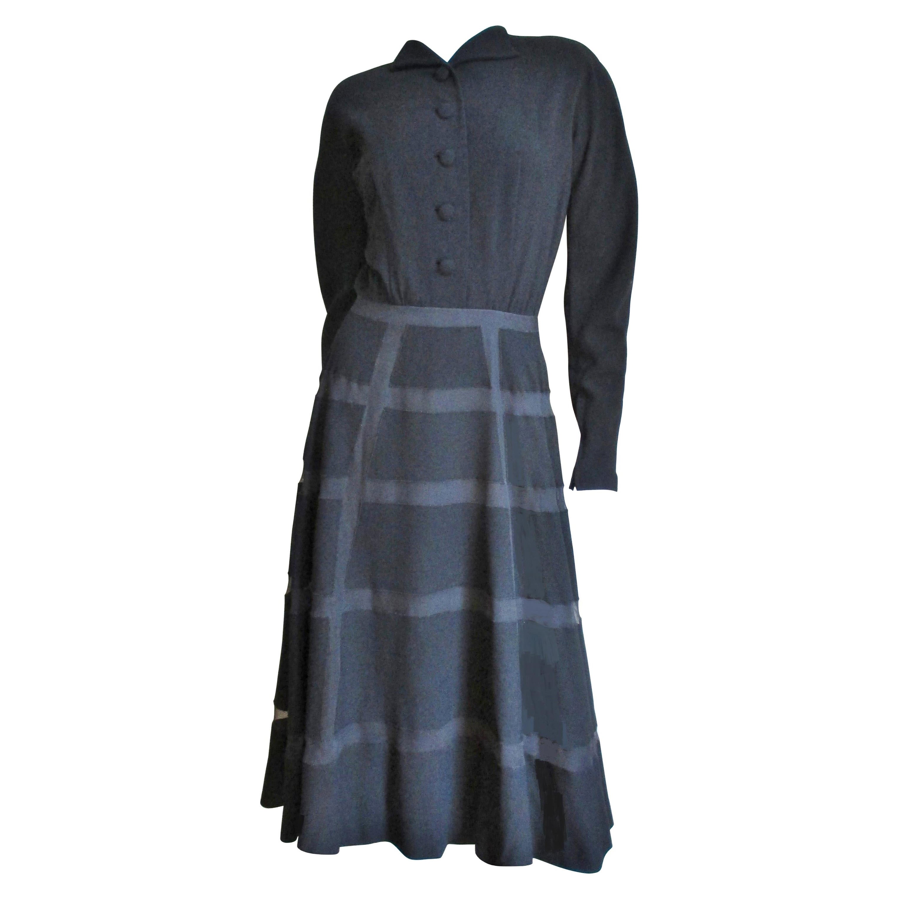 Lanvin Designer Antonio Castillo 1950s Geometric Skirt Dress For Sale