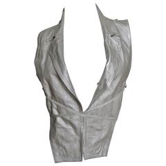 Ann Demeulemeester Grey Leather Lace Up Vest 12