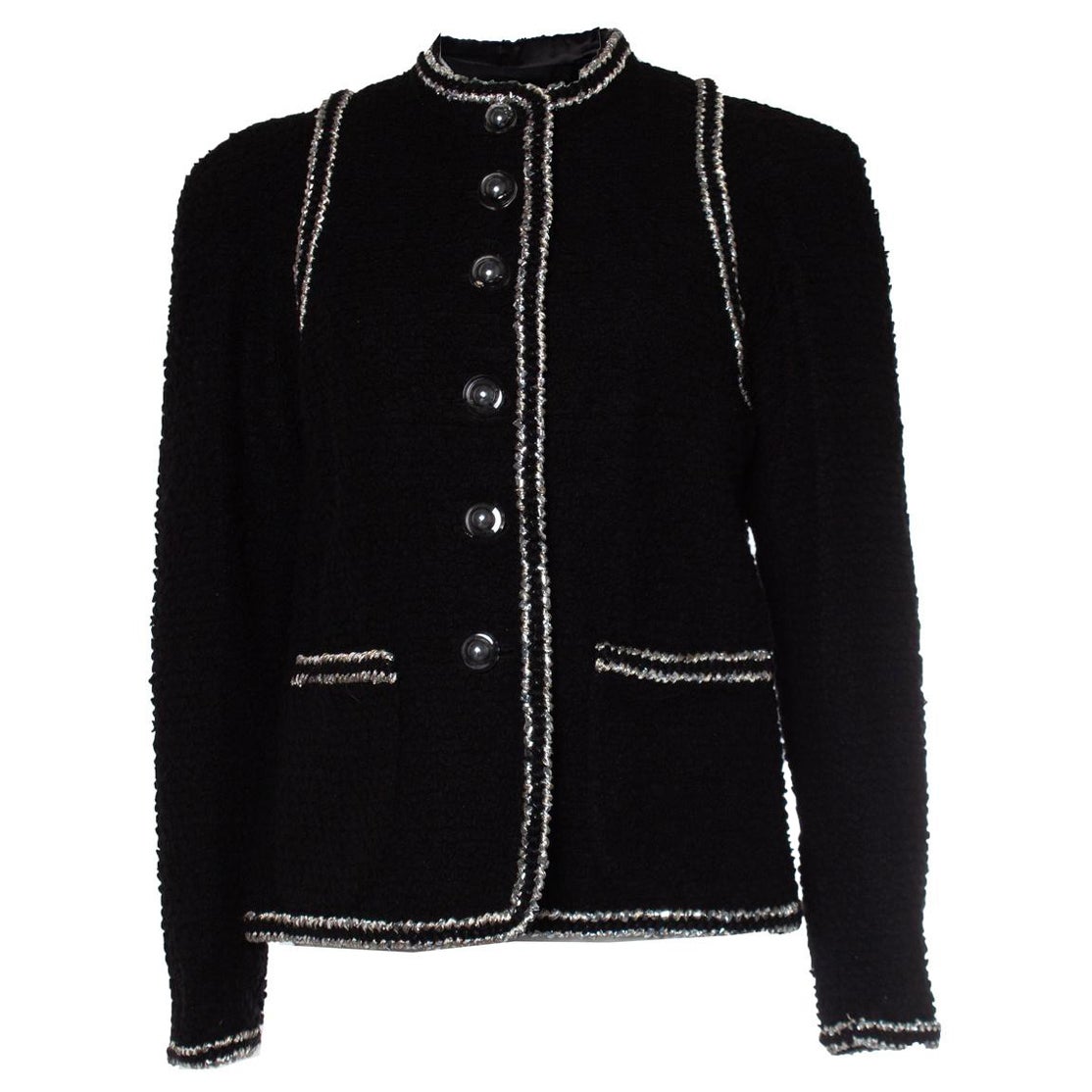 Chanel, Classic black tweed jacket For Sale