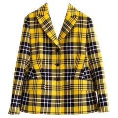 Dior Fall/Winter 2022 Yellow Black Plaid Bar Clueless Blazer Jacket