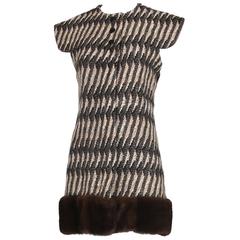 Vintage Pierre Cardin Wool Cap Sleeve Vest W/Mink Trim 10