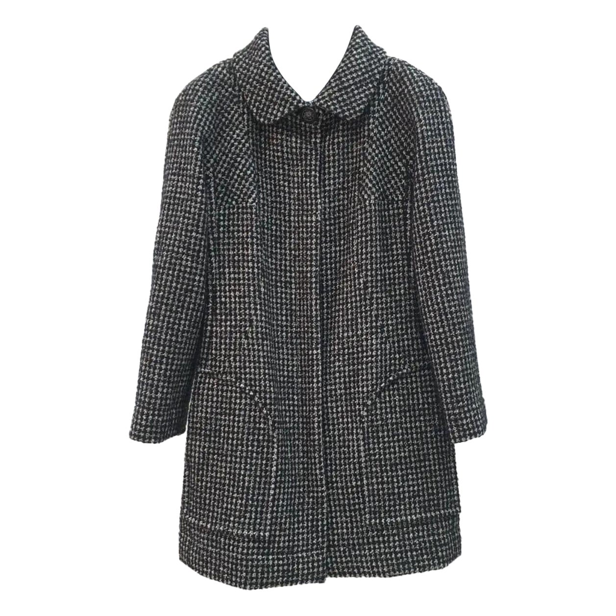 CHANEL 14PF  Wool Silk Tweed Coat  For Sale