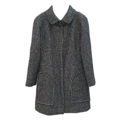 Used CHANEL 14PF  Wool Silk Tweed Coat 