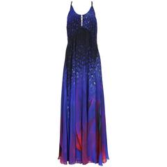 Roberto Cavalli Silk Abstract Print Maxi Dress 