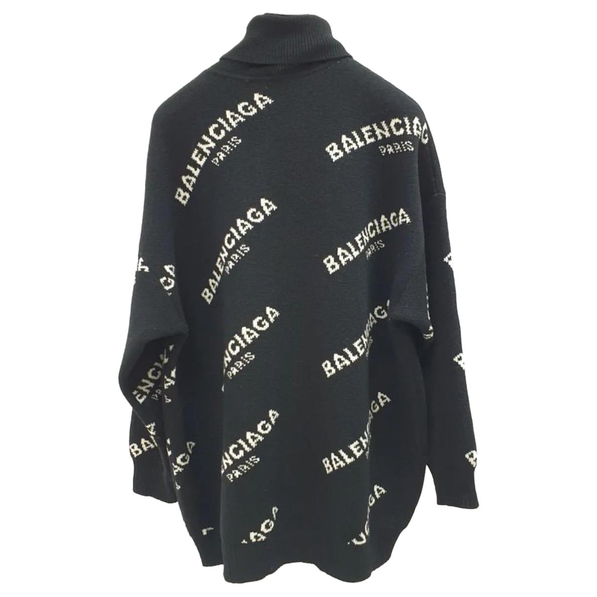 Balenciaga Black White Turtleneck Tunic Sweter For Sale