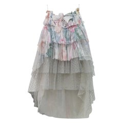 Chanel Silk Ribbon Layered Skirt Floral Skirt Dress