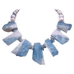 A.Jeschel Natural Aquamarine with Freswater Pearl necklace.