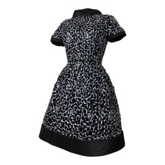 Oscar de la Renta Black & White Sequin Bell-Shaped Mini Cocktail Dress