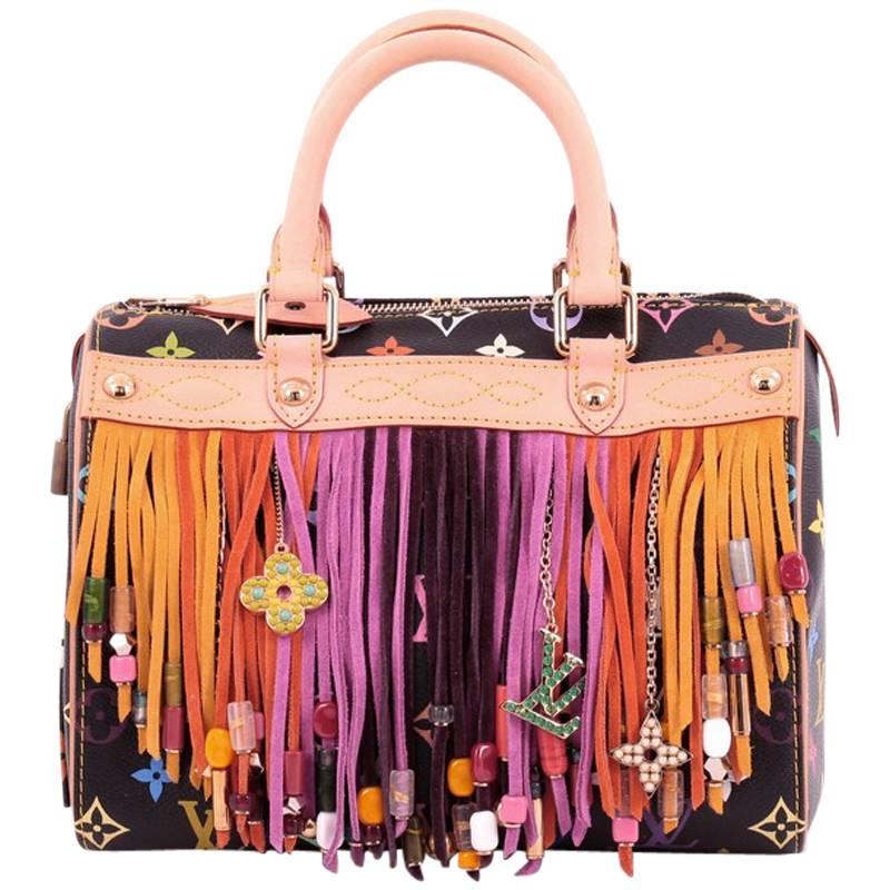 Louis Vuitton Speedy Handbag Limited Edition Multicolor Fringe 25