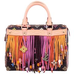 Used Louis Vuitton Speedy Handbag Limited Edition Multicolor Fringe 25