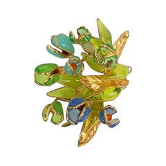 Augustine Brooch in Gilded Metal and Glass Paste