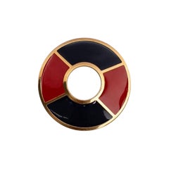 Retro Yves Saint Laurent Gilted Metal Enamelled Brooch