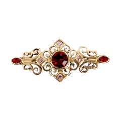 Yves Saint Laurent Gold Plated Metal and Rhinestone Brooch