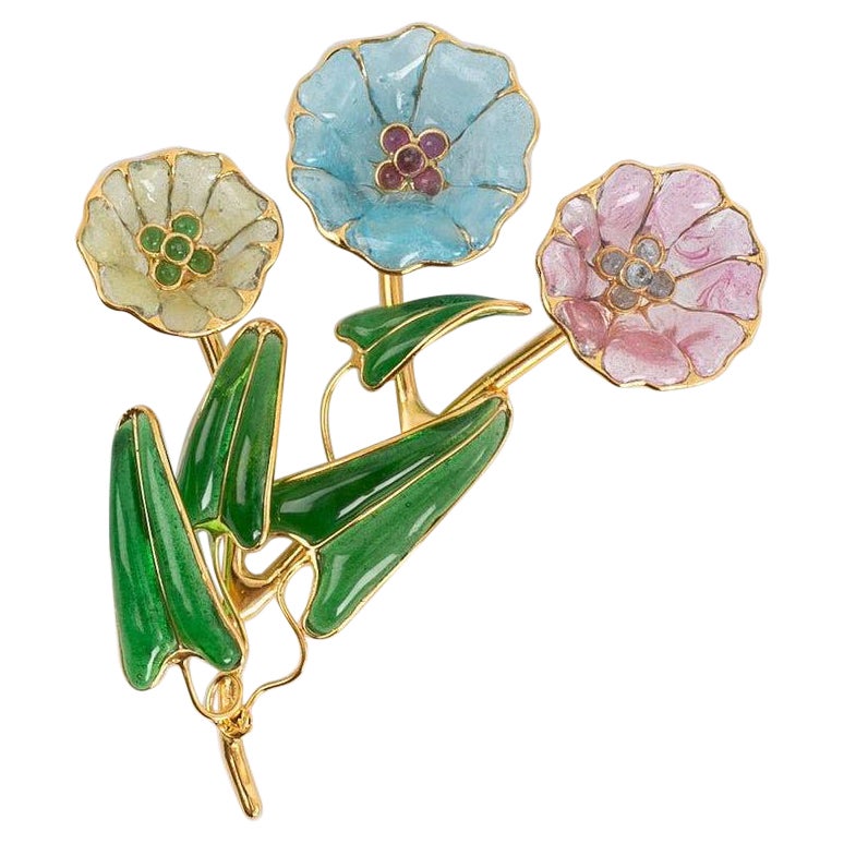 Augustine Glass Paste Flower Brooch For Sale
