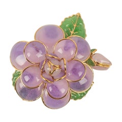 Augustine Flower Brooch / Pendant in Purple Tones