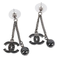 Chanel Dark-Silvery Metal CC Earrings, 2010