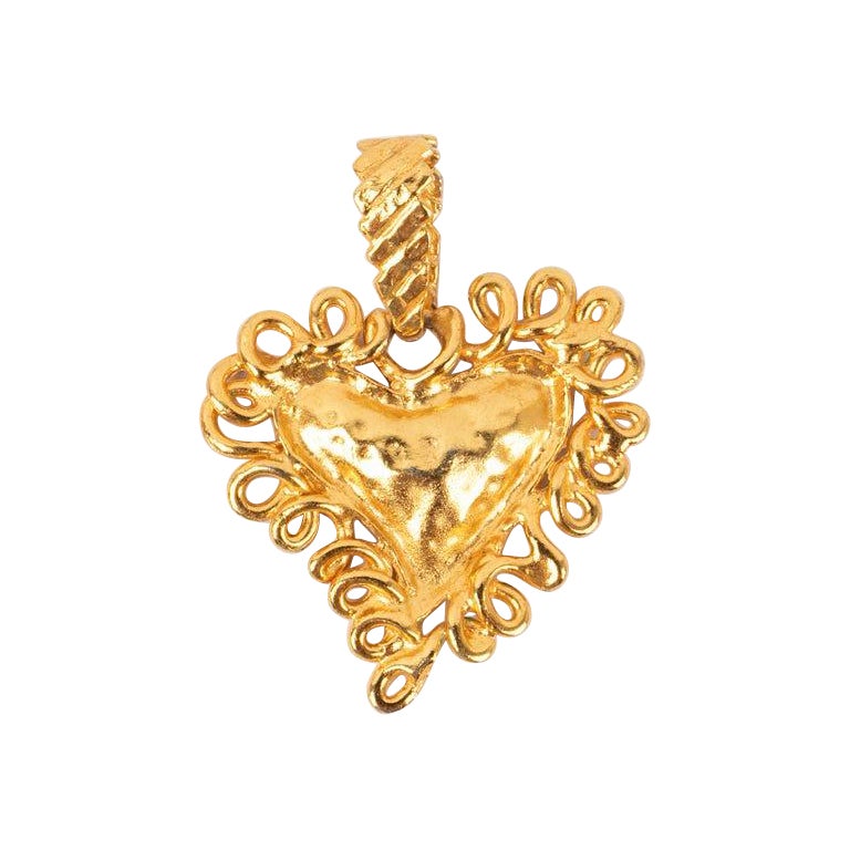 Christian Lacroix Golden Metal Heart-Shaped Pendant For Sale