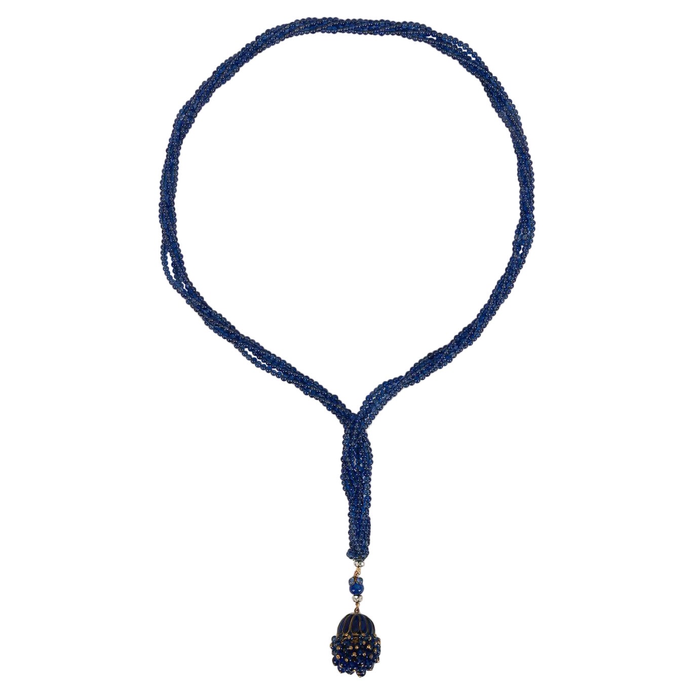 Vintage Blue Glass Beads Necklace