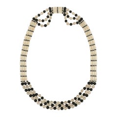 Rousselet-Halskette aus transparenten und schwarzen Glasperlen, 1920er Jahre