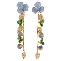 Augustine Golden Metal Earrings with Rhinestones and Glass Paste