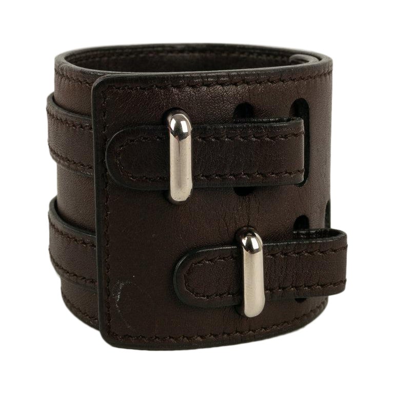 Hermès Leather Bracelet in Dark Brown Leather For Sale