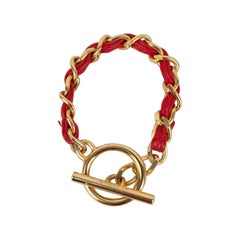 Chanel Lederarmband aus Leder, rot mit rotem Leder überzogen, 1980er Jahre