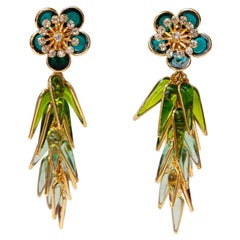 Augustine Golden Metal Earrings with Glass Paste and Rhinestones