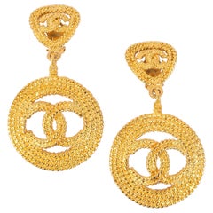 Chanel Golden Metal Earrings, 1990s