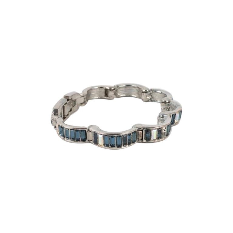 Christian Dior Bracelet with Blue Rhinestones For Sale