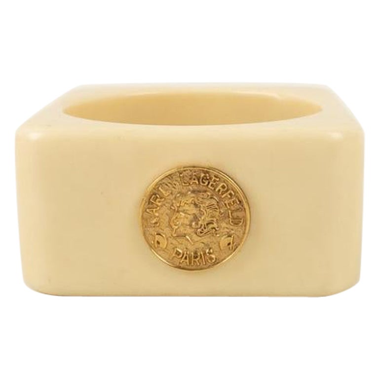 Karl Lagerfeld Cuff Bracelet in Beige Bakelite