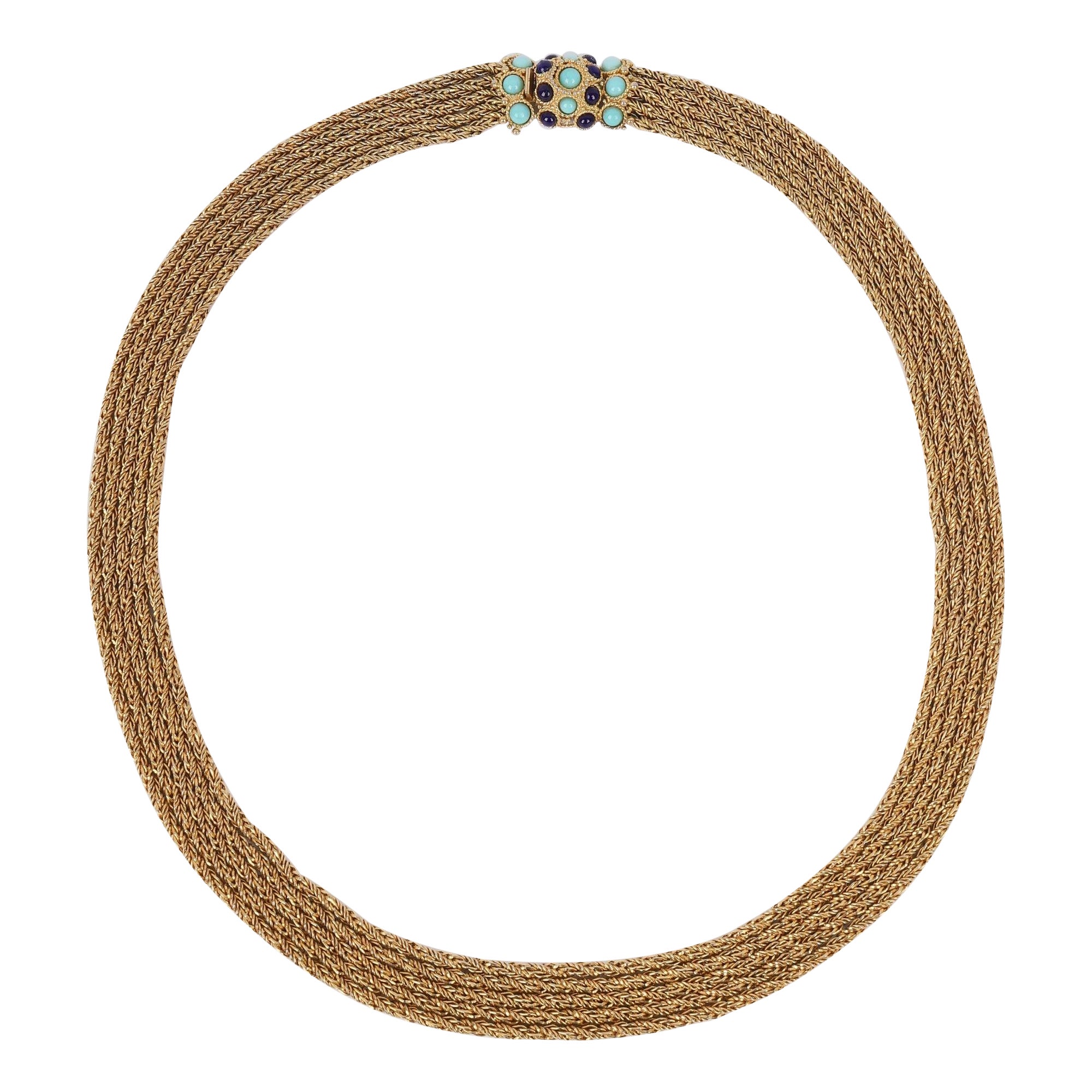 Dior Goldene lange Metallkette Halskette, 1969 im Angebot