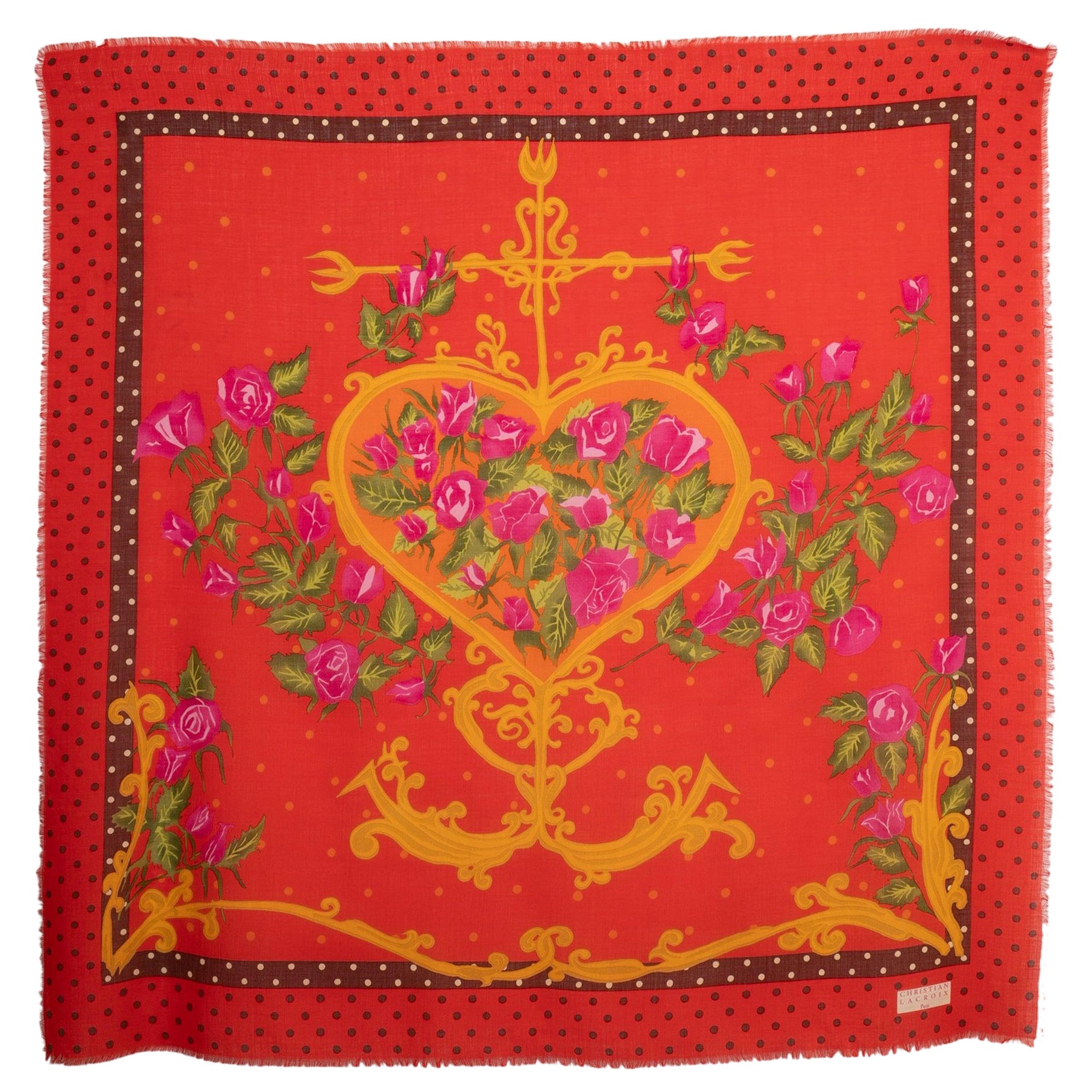 Foulard en soie et laine de Christian Lacroix  en vente