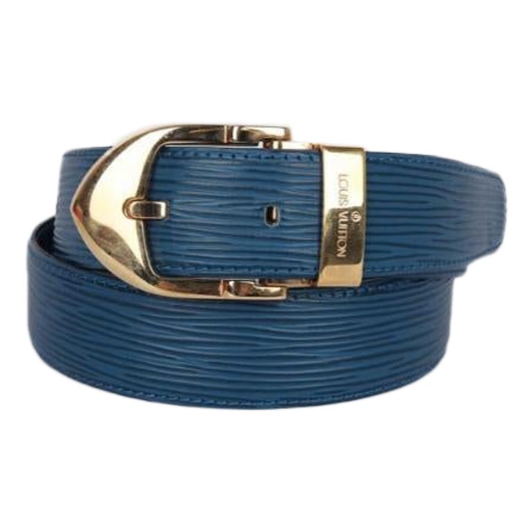 Louis Vuitton Blue Cob Leather Belt For Sale