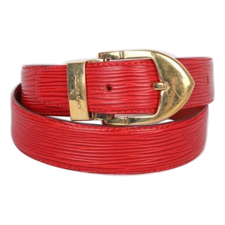 Louis Vuitton Red Cob Leather Belt For Sale