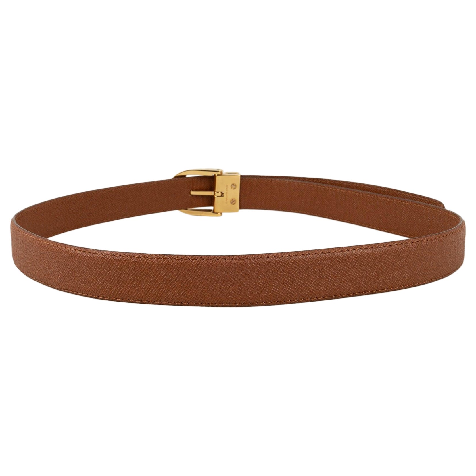 Louis Vuitton Leather and Gold-plated Metal Belt For Sale