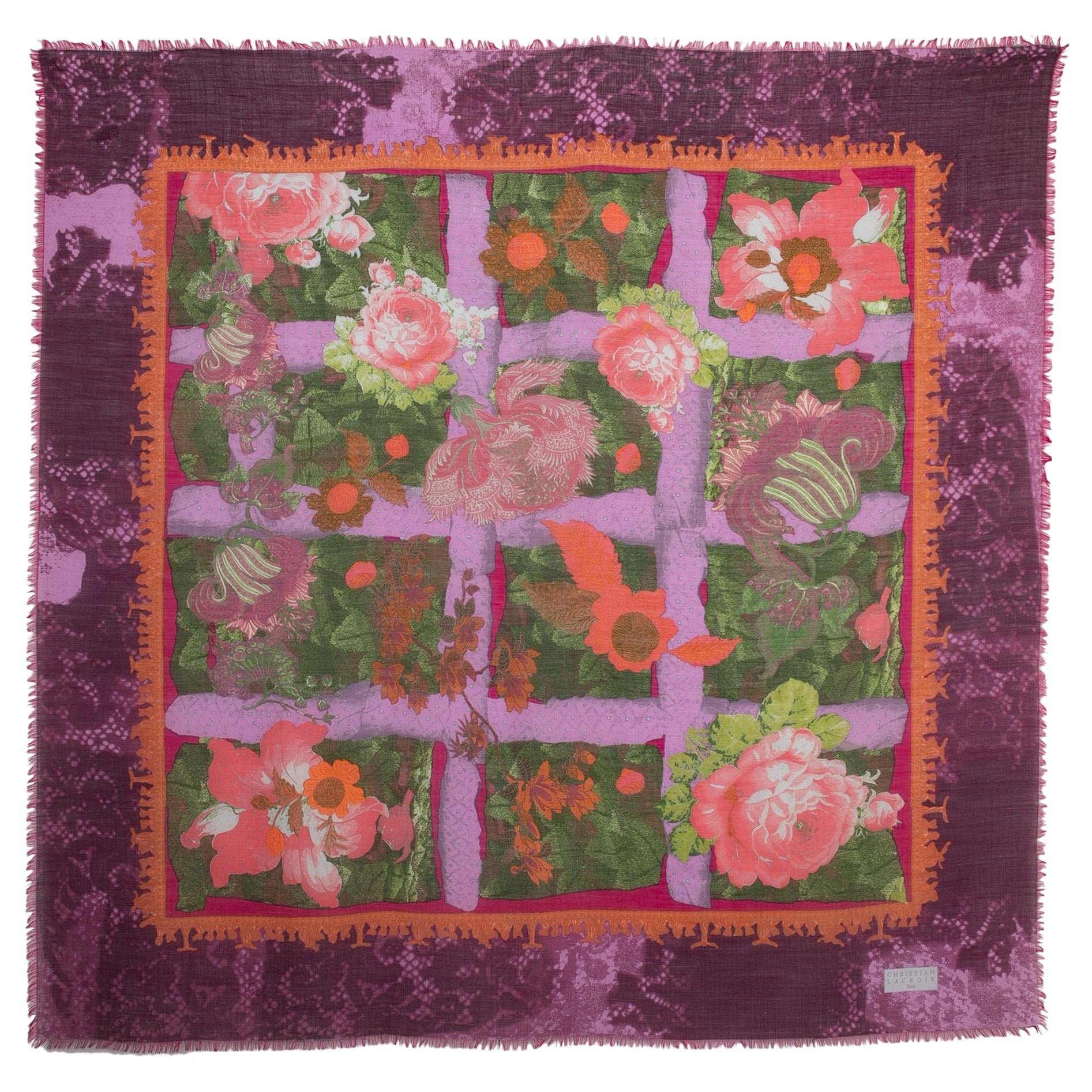 Christian Lacroix Silk and Wool Foulard Scarf For Sale