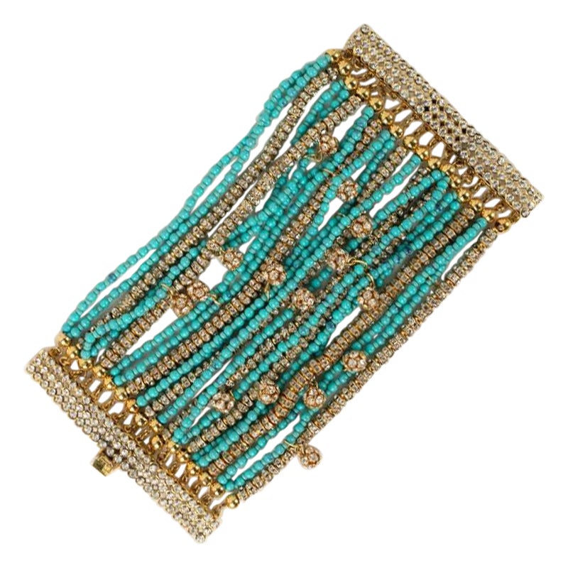 Valentino Türkis-Armband aus blauen Perlen im Angebot