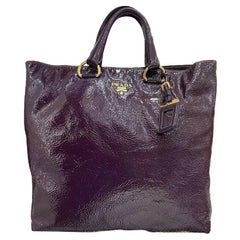 Borsa A Spalla Prada Shopper Vernice Prugna